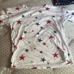 Kids Star Print T-Shirt - Red, Blue, and White